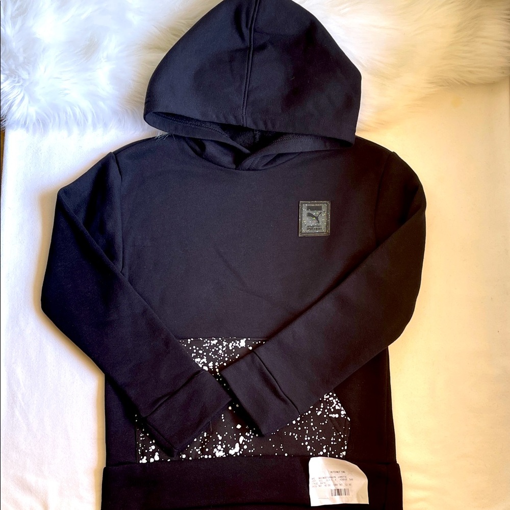 Puma Big Boys Splatter Pocket Fleece Hoodie Size Small (8) New Without Tags